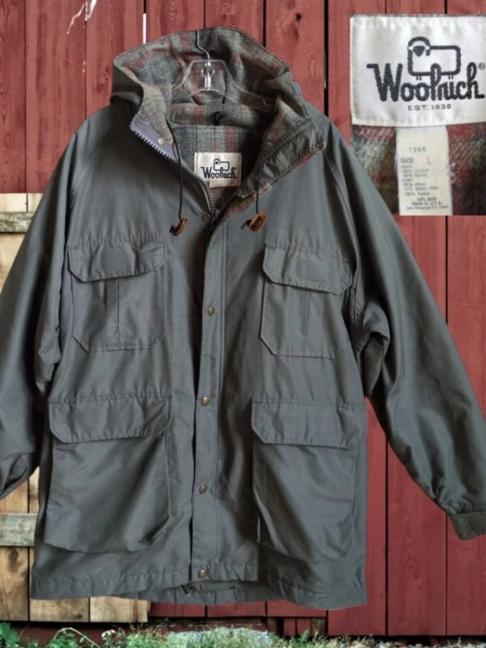 Woolrich Wool Plaid Gorpcore Chore Jacket Parka Coat Mens Sz LARGE 7305 VTG USA